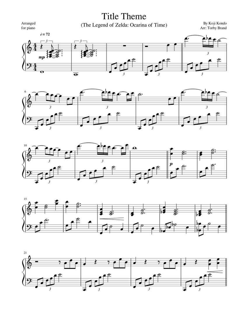 Ocarina Song Sheets